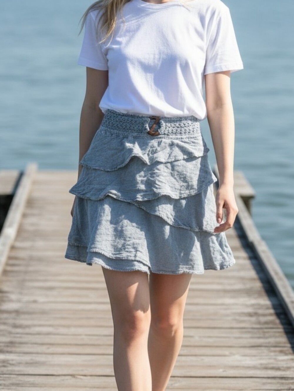Cotton Natural Women's Boho 100 % Cotton Skirt Size Medium Casual Summer